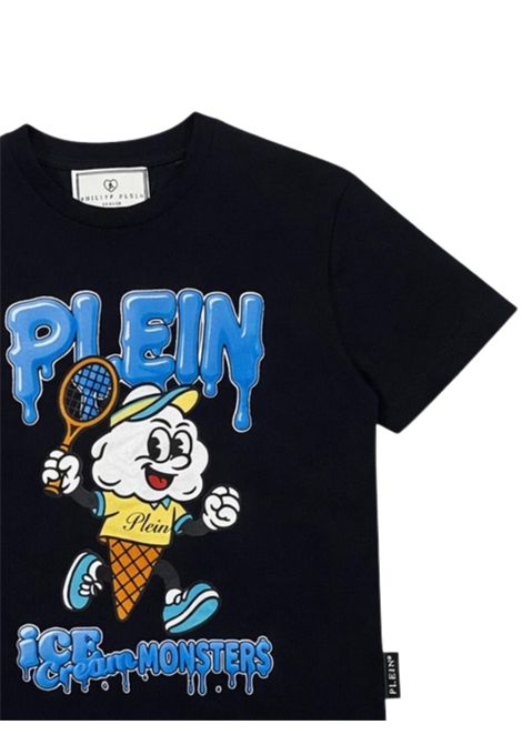 Black cotton T-shirt for children Philipp Plein | BTH037NERO